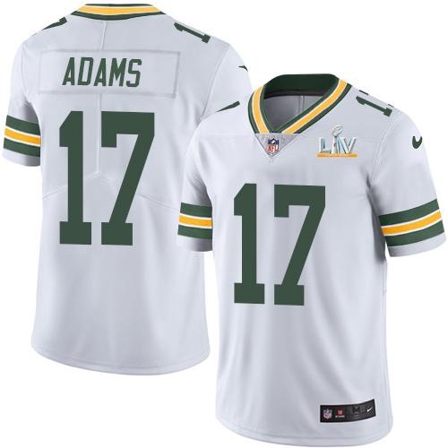 Men's Green Bay Packers #17 Davante Adams White 2021 Super Bowl LV Stitched Jersey